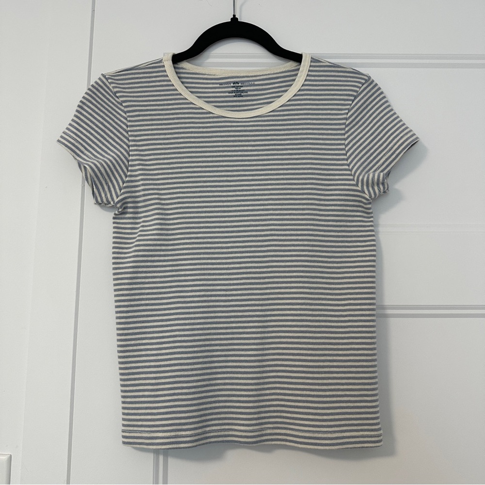 Brandy Melville Light Blue and Cream Stripe Top